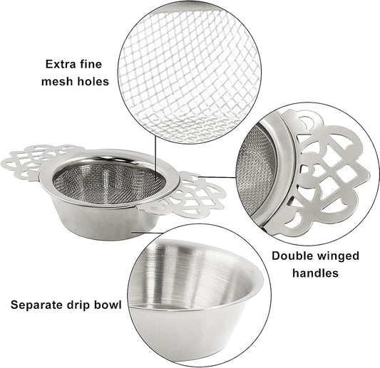 2 Pack Tea Strainers, Stainless Steel, Sliver