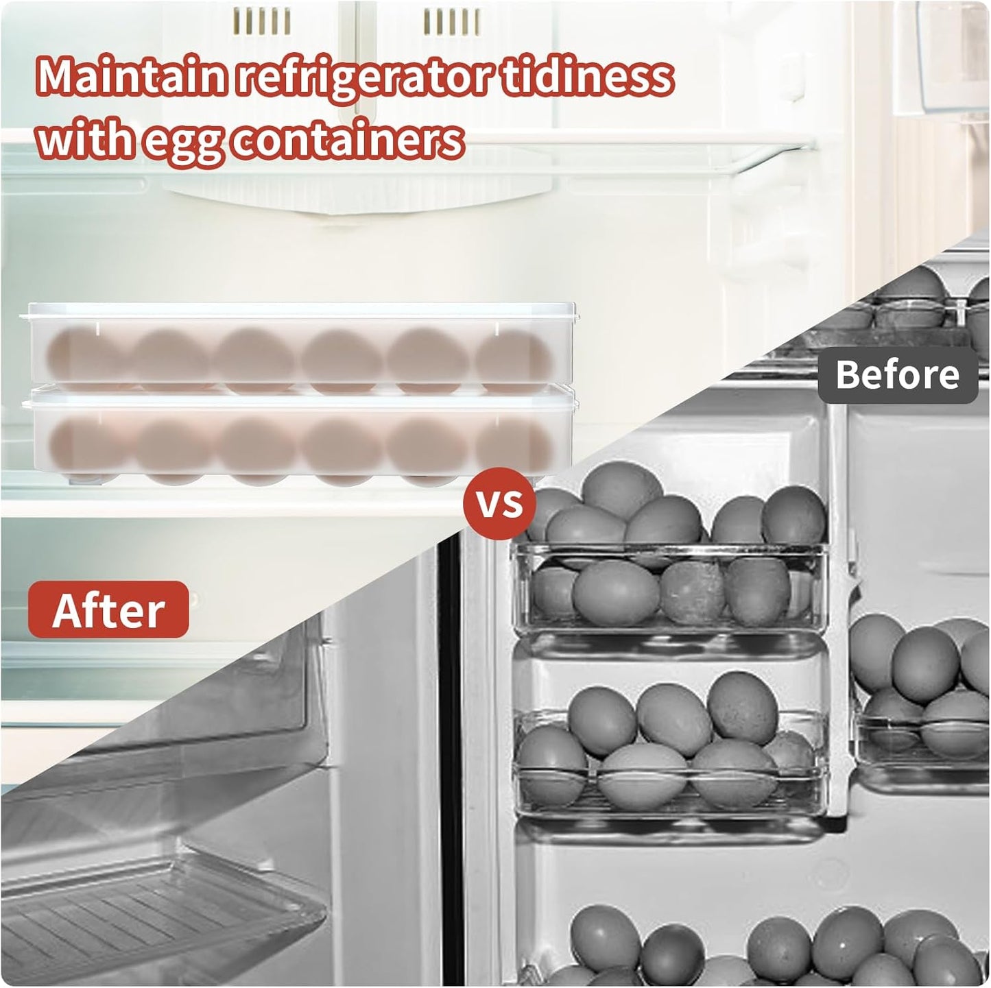 Newness Deviled Egg Containers with Lid, (Set of 4), Plastic Deviled Egg Carrier with Handle for Eggs, Clear Storage Devil Egg Platter, Fridge Portable Egg Tray, Perfect for Picnic and Party