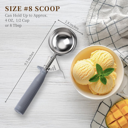 HOMURE H 4 oz Scoop, Large Ice Cream Scoop with Trigger, #8/ Half Cup Scoop