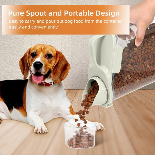 3-5Lbs Small Cat and Dog Food Storage Container BPA Free, Airtight Pet Food Storage Containers with Large Pour Spout/1 Measuring Cup/ 3 Safety Locks and Double-Layer Silicone Strip(Beige 1Pack)