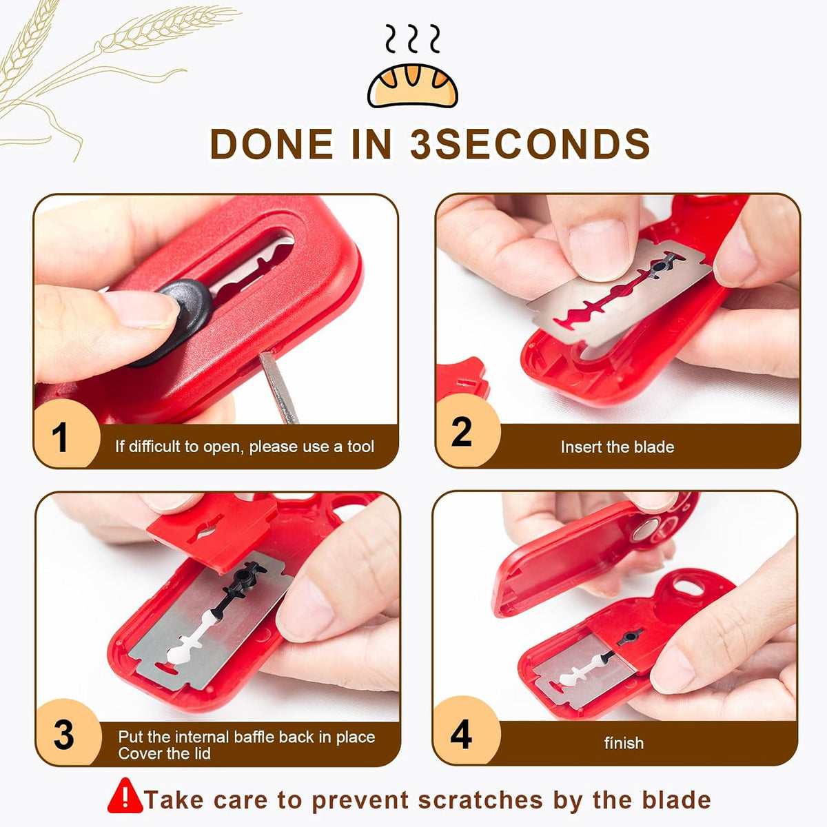Magnetic Retractable Bread Lame,10 Replaceable Blades Dough Scoring Tool for Sourdough Baking