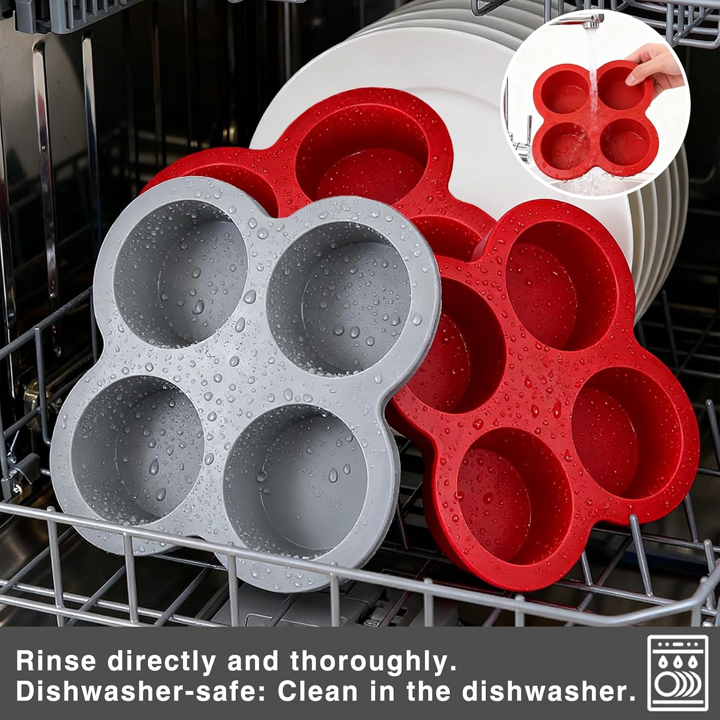 3 Pack Egg Bite Molds for Air Fryer Accessories,4-Cup Silicone Muffin Pans for Baking - Dishwasher Safe, Easy-Release, BPA Free