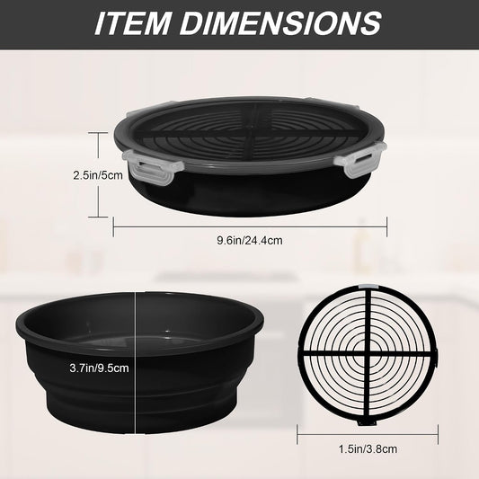 FJNATINH Collapsible Batter Bowl - Mess Free Better Breader Shaker Bowl with Lid Breading Shaker Container for Fried Fish, Fried Chicken, Onion Rings & More,No Leak,Easy to Store,Light Blue