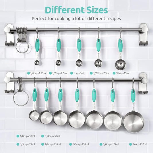 U-Taste 12 Piece Measuring Cups and Spoons Set in 18/8 Stainless Steel : 7 Measuring Cups & 5 Measuring Spoons