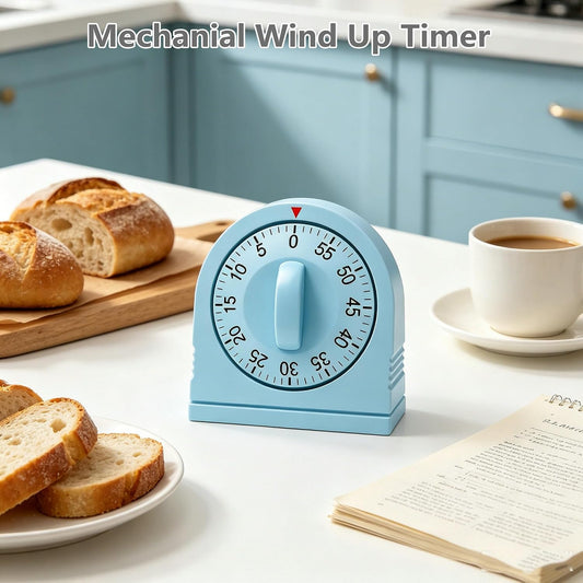 60 Minutes Wind Up Kitchen Timer, Mechanical Visual Timer with Loud Alarm, Manual Countdown Timers for Cooking, Home, Study and Sports (Blue)
