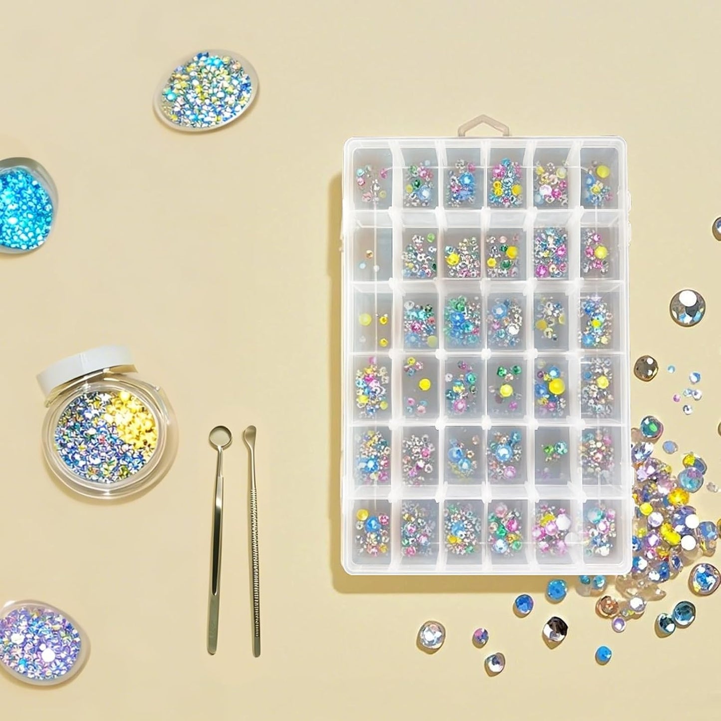 Guyuyii 4 Pack 36-Grid Plastic Clear Organizer Box with Adjustable Dividers | for Fishing Tackle, Craft, Jewelry Making, Diamond Painting, Beads, Earrings, Nail Art Supplies, Seeds, Small Hardware