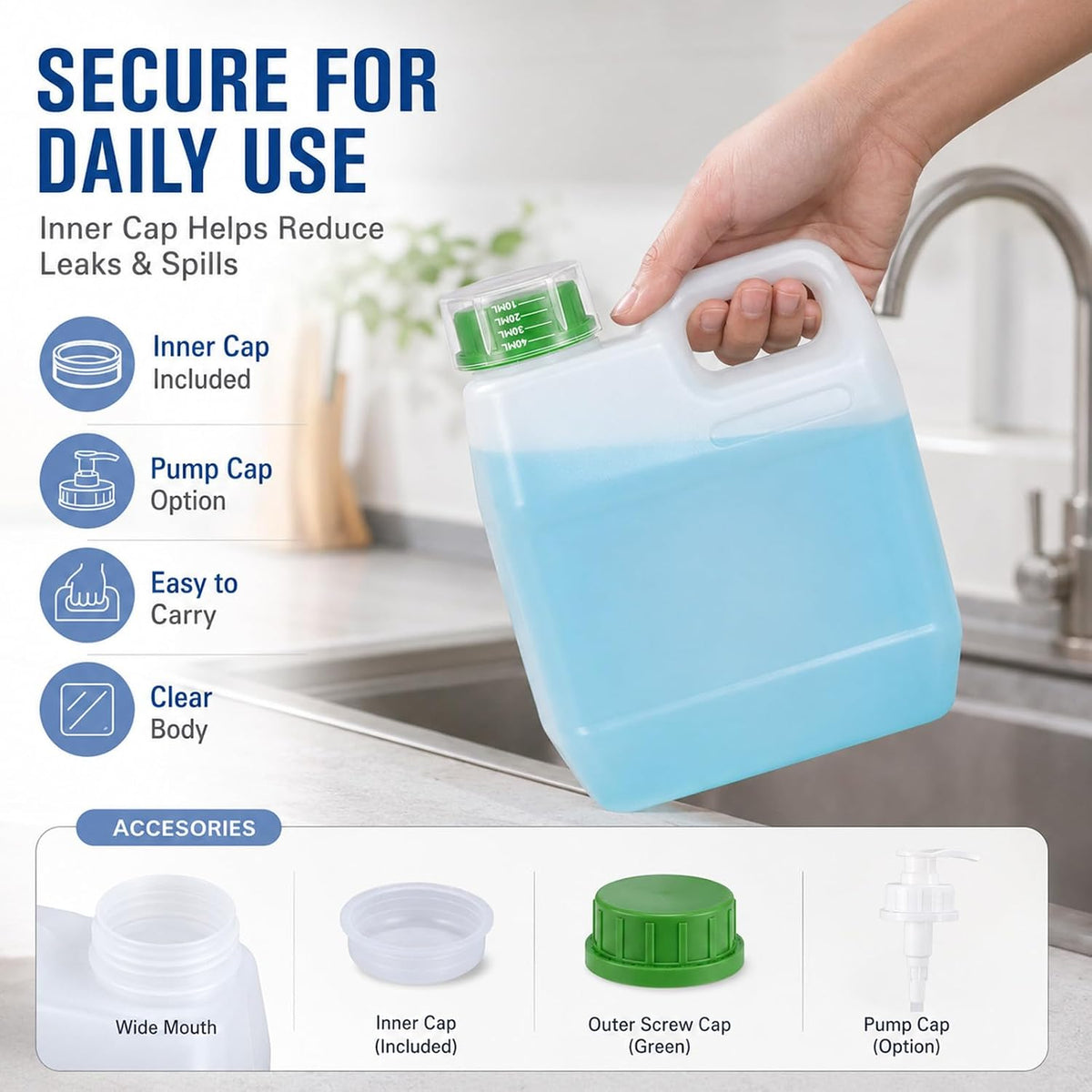 2 Pack 1 Gallon Graduated Jugs with Pumps and Measuring Caps