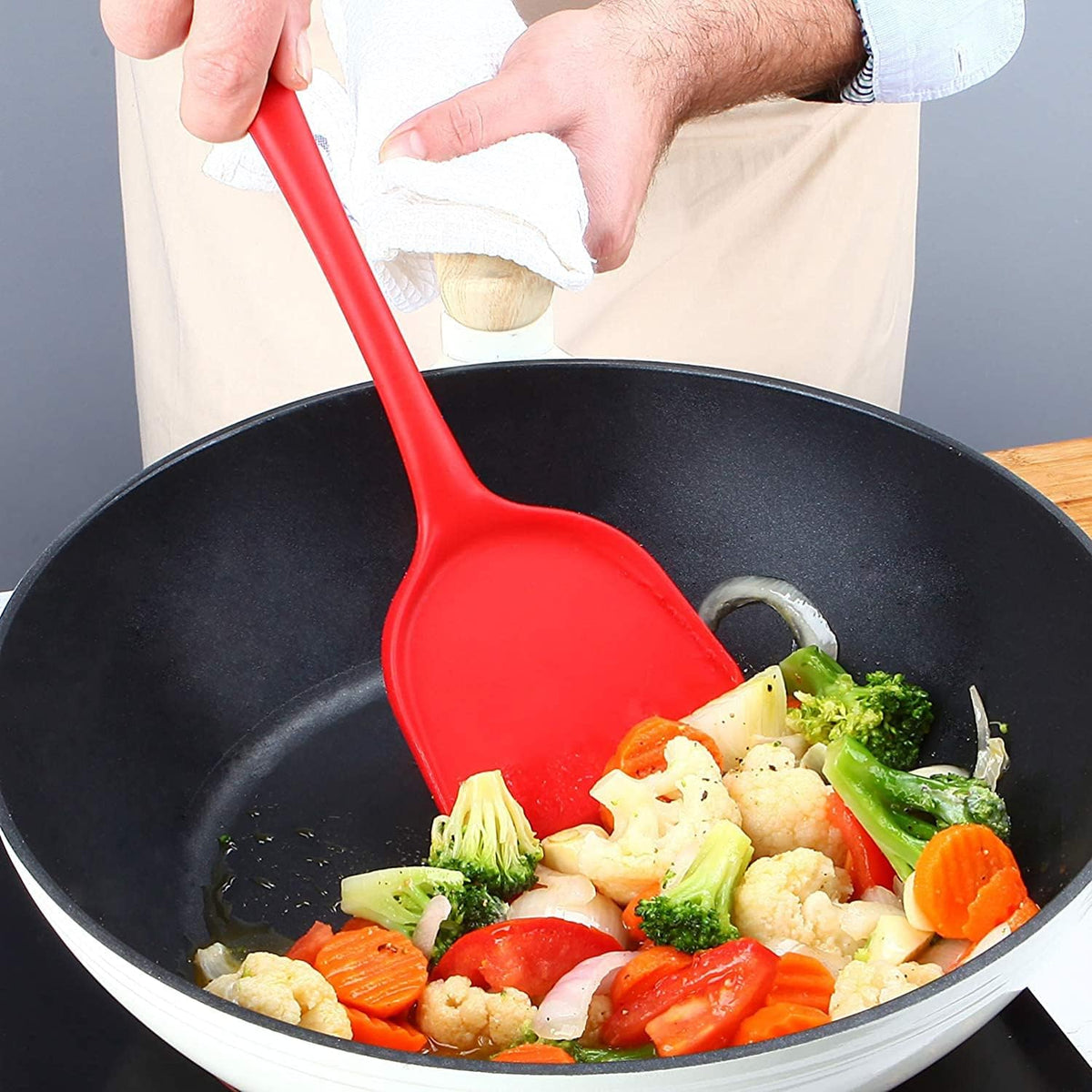 Silicone Wok Spatula, Non-Stick Heat Resistant Flexible Baking Spatula