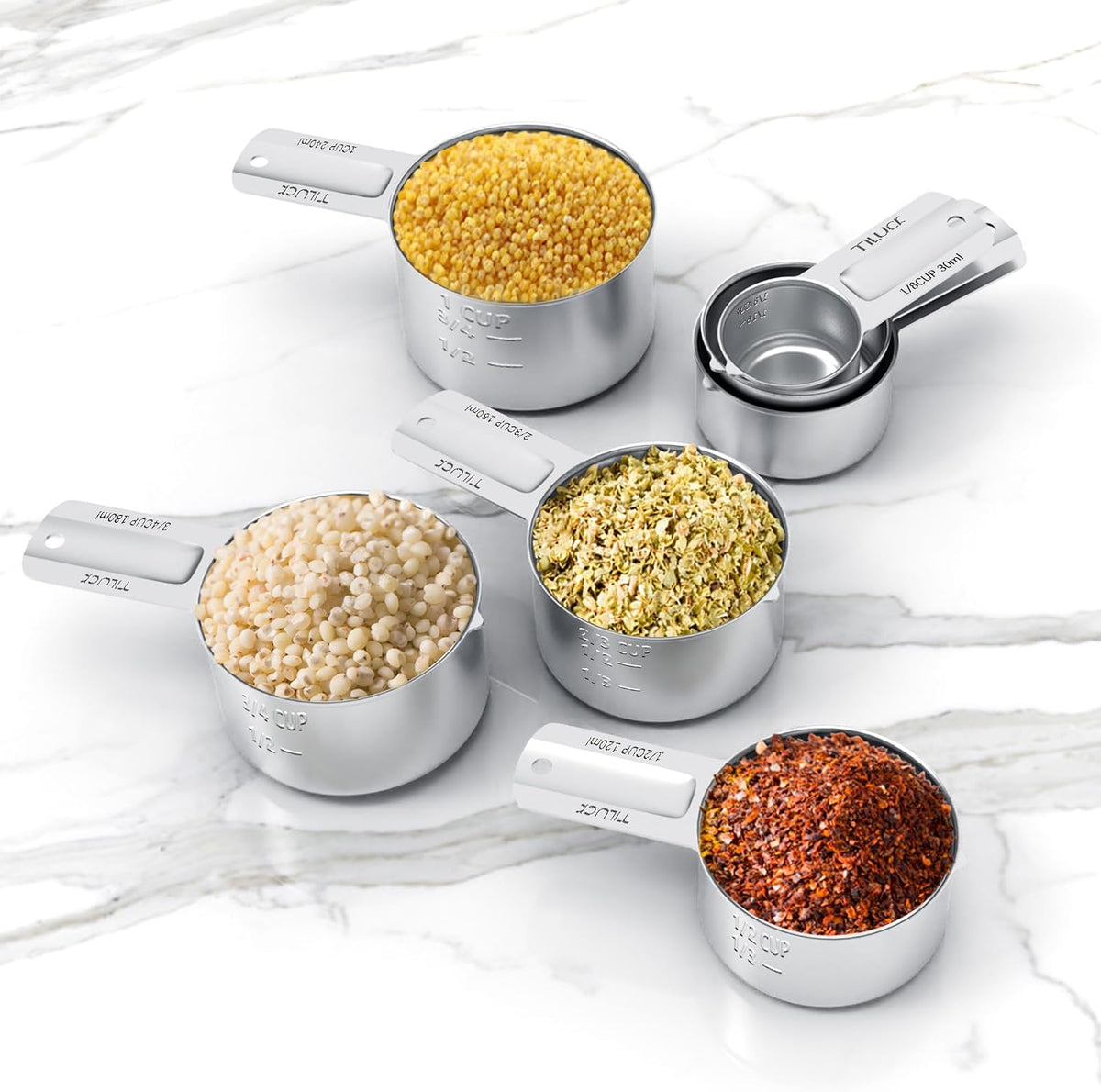 TILUCK Stainless Steel Measuring Cups Set,Kitchen Gadgets for Cooking & Baking