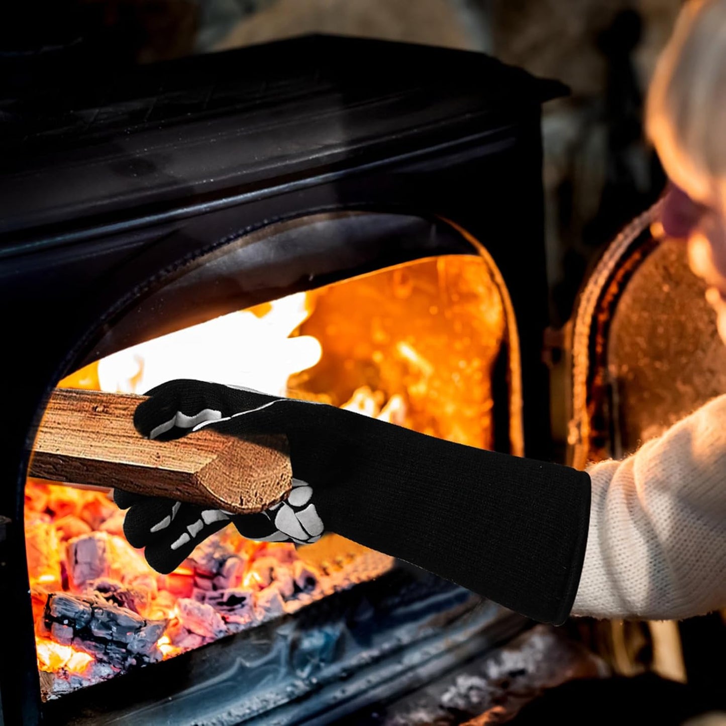 UBeesize Lengthen BBQ Gloves (Phoenix), 1472°F Heat Resistant Grill Glove, 14 inch Fireproof Oven Gloves for Cooking, Non-Slip Fire Glove for Grilling, Barbecue, Smoker, Baking, Frying