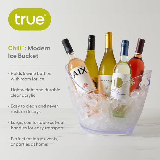 True Chill Acrylic Ice Buckets for Parties and Drinks, 2.11 Gallons (8 Liters) Wine Beer Champagne Bucket, Beverage Tubs Hosting Essentials, Ice Holder for Party, Bar Cart Accessories, Set of 1