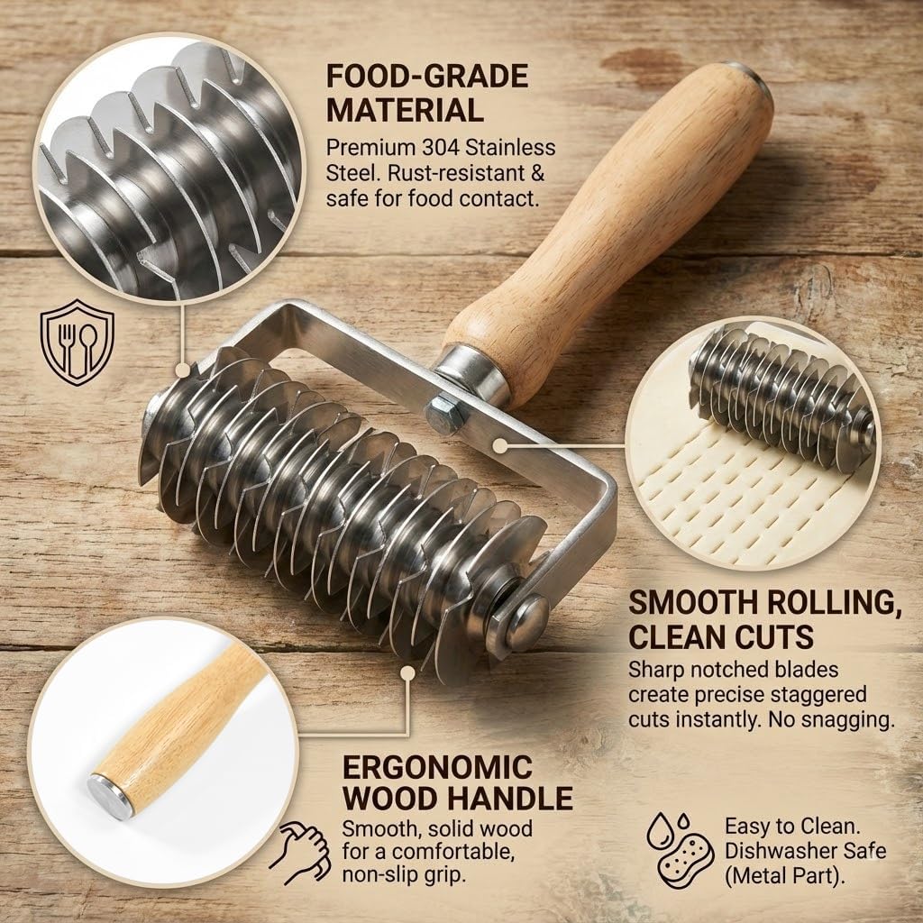 Lattice Pastry Cutter, Stainless Steel Roller for Pie Crust & Pastry Dough