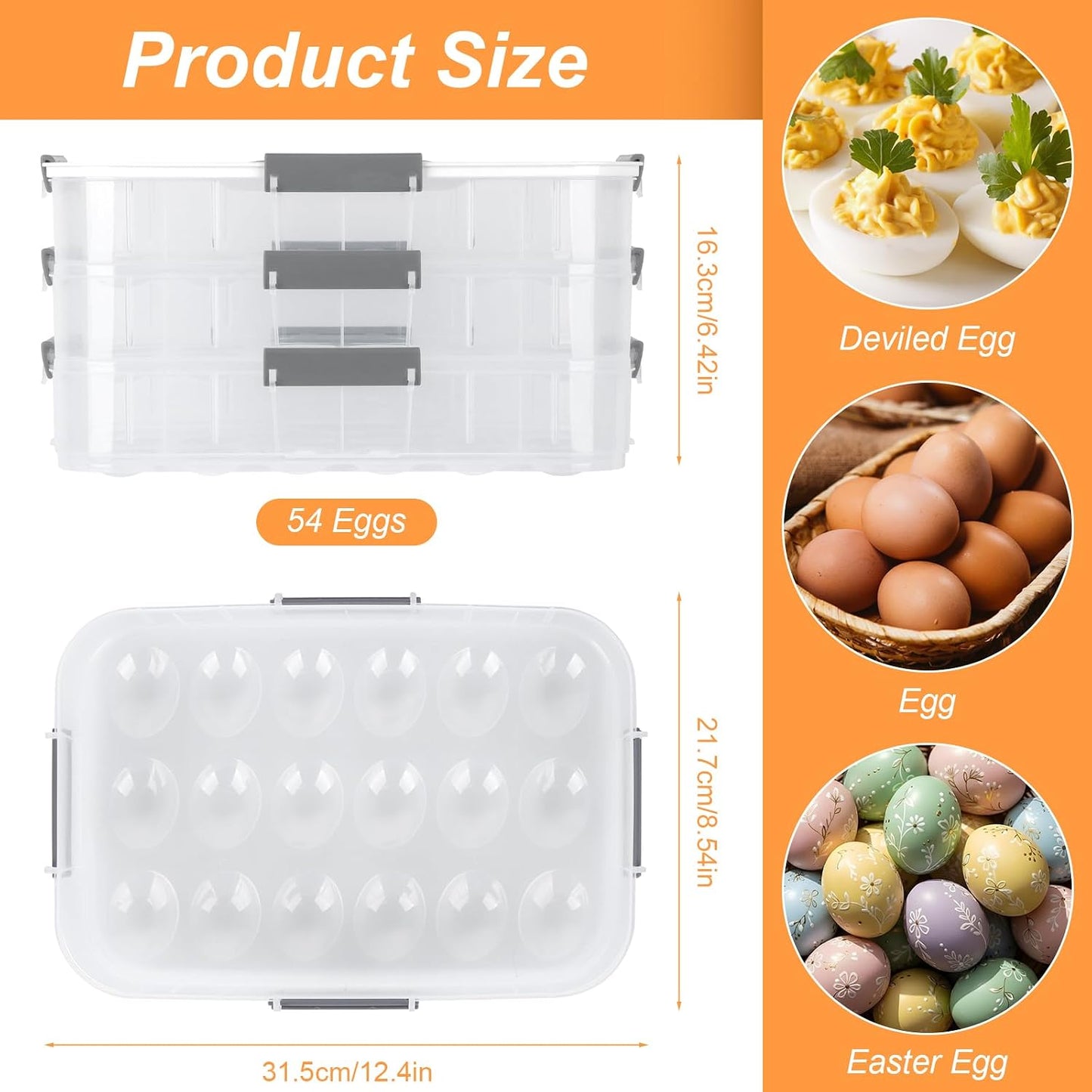 2-Layer Deviled Egg Containers with Lid for 36 Eggs