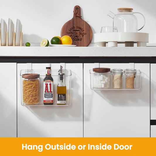 vacane Office Hanging Organizer, Clear Hanging Baskets for Organizing Over the Cabinet Organizer Holder for Kitchen, Pantry, Bathroom-Hang Outside or Inside Door-XL