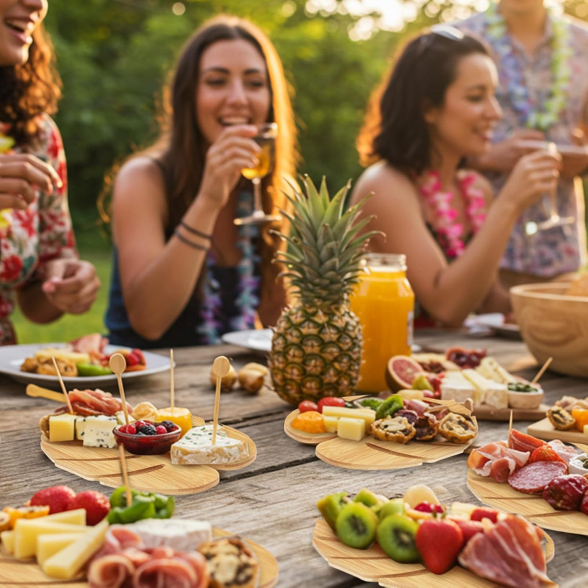 Ziliny 6 Set Hawaiian Palm Leaf Mini Charcuterie Board Gift
