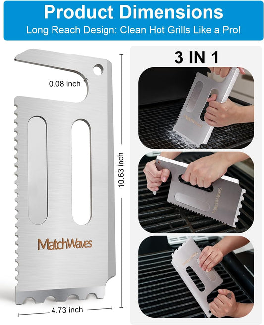 Grill Scraper for Traeger Grills, Grill Grate Cleaner - Safe Bristle-Free Grill Cleaning Tool