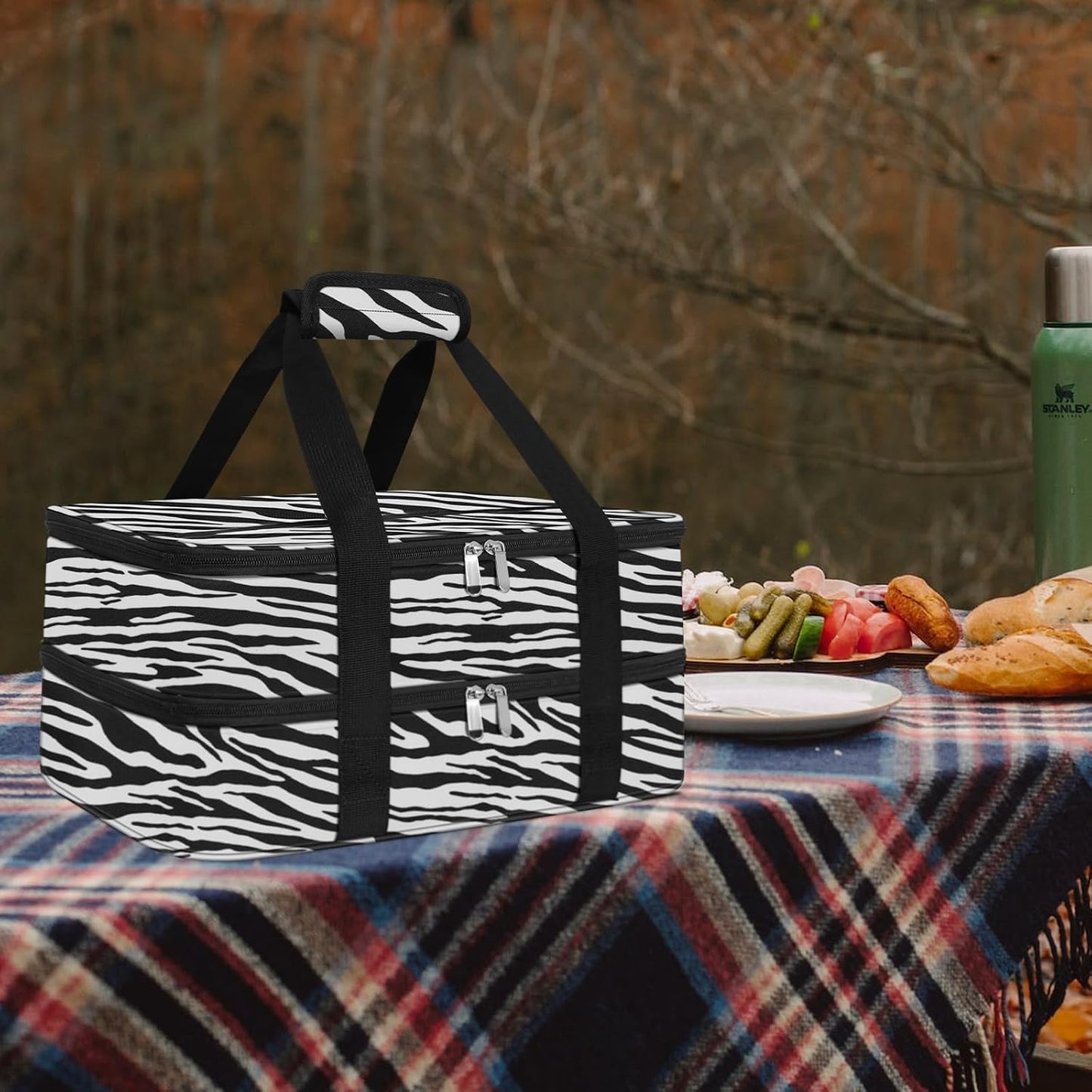 esouler Insulated Casserole Carrier - Casserole Carriers for Hot or Cold Food - Lasagna Lugger Dish Carrier, Thermal Lunch Bag for Potluck Parties, Picnic, Travel, Fits 9" x 13" Baking Dish, Grey