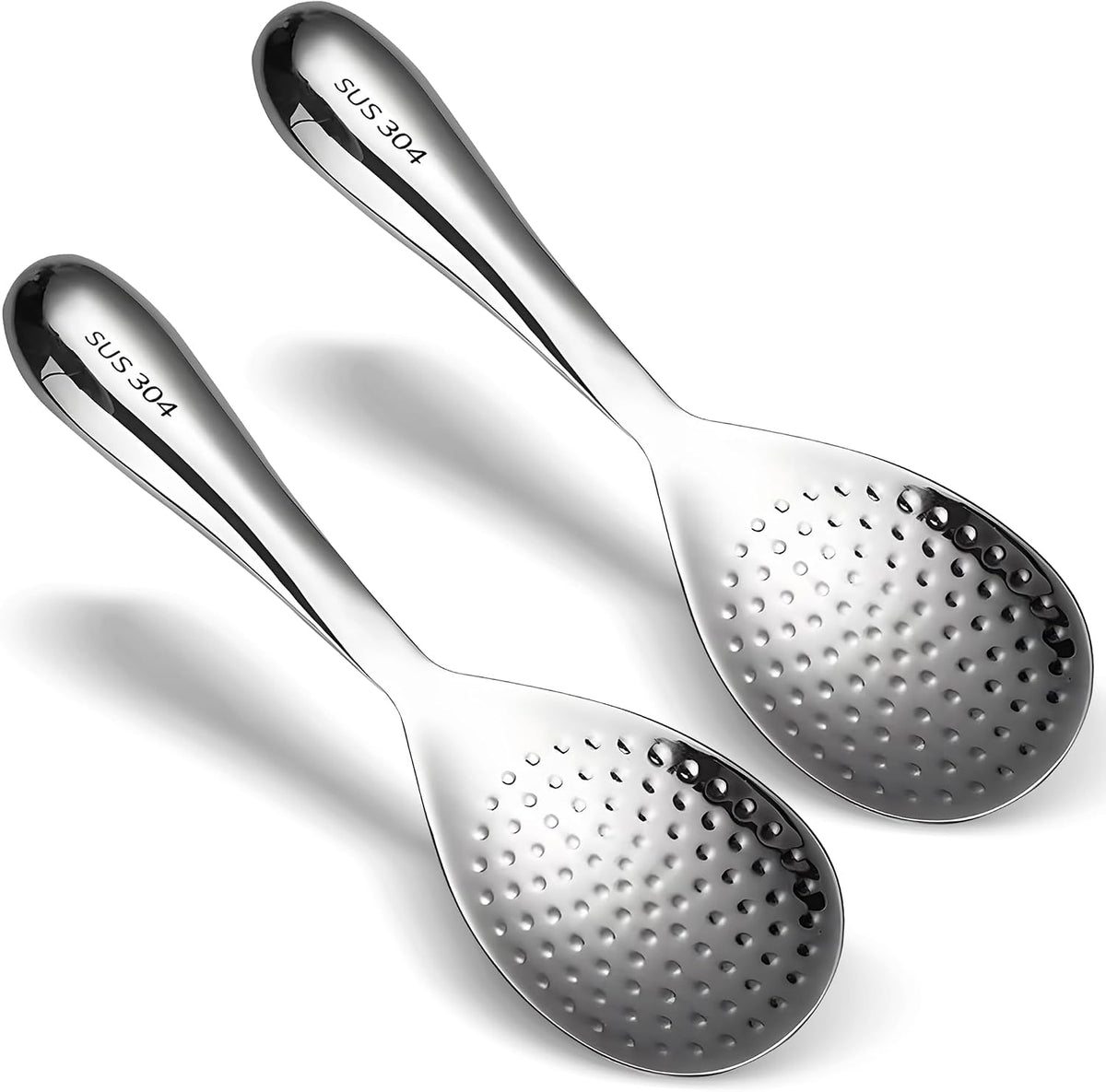 Comicfs Rice Paddle Spoon 304 Stainless Steel Thickened Rice Spoon Rice Spatula Non Stick Rice Scooper for Rice Mashed Potato Salads, Apply for Kitchen Home Restaurant Hotel Serving (Bright)