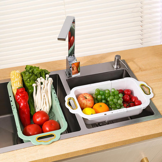 Over the Sink Colander and Extendable Colander Extendable for Kitchen -Strain, Drain, Rinse Fruits, Vegetables 8.26 inches Width (2pack)