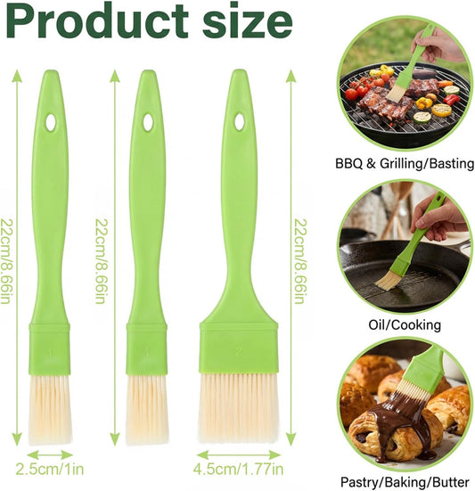 3 Pcs Pastry Brush Set – Heat Resistant Bristle Basting Brushes for Cooking