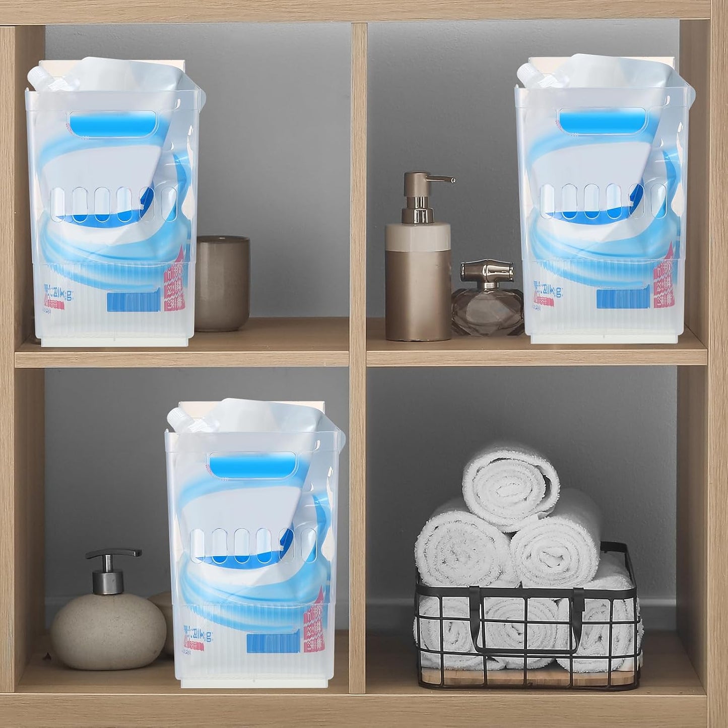 Qunclay 6 Plastic Freezer Organizer Bins with Wheel Set Clear Tall Narrow Kitchen Pantry Organizer Snack Storage Containers for Office Refrigerator(3 Sizes)