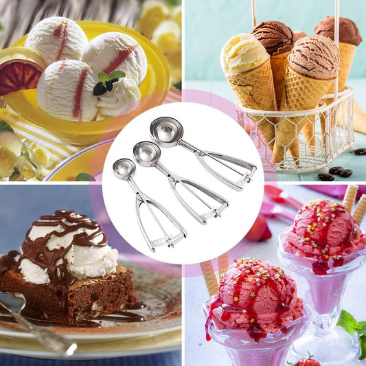 Ice Cream Scooper, 3 Pcs Cookie Scoop Set, Large Medium Small Size
