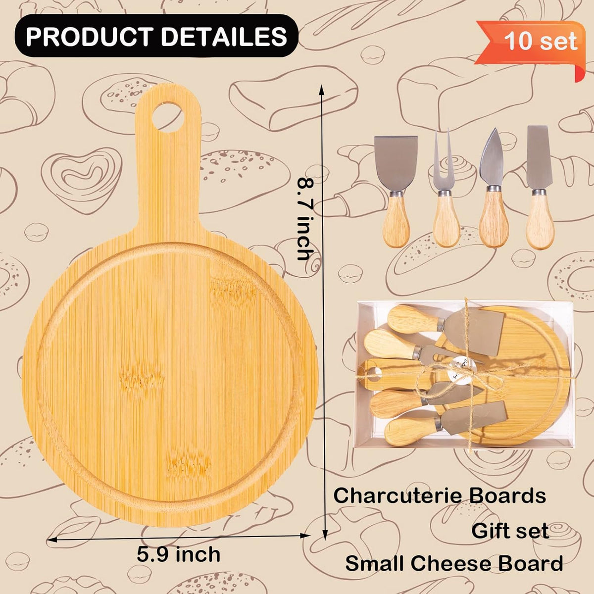 4 Set Bridal Shower Game Prizes for Winners, Cheese Board Gifts for Guests
