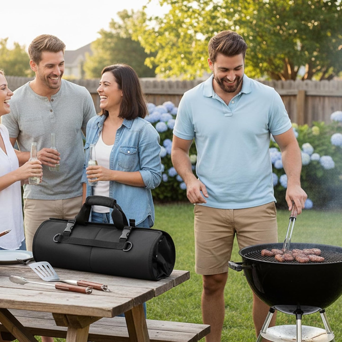 Grill Tool Accessory Storage Bag Roll Up, BBQ Tools Carry Orangizer Case for Grilling Utensil, Large Oxford Cloth Griddle Classifiable Holder for Outdoor Camping Barbecue Hiking Picnic Trip(Box Only)