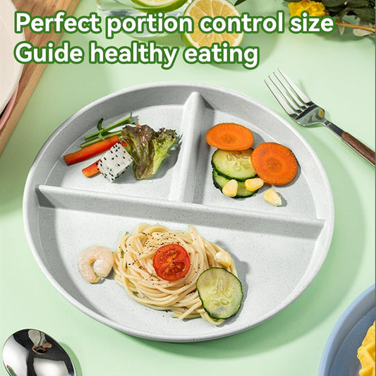 Portion Control Plate For Weight Loss 9 Inch 5Pcs, Round Divided Plates for Adults, 3 Compartment Plates is very thick and smooth,Suitable for Bariatric Diet…