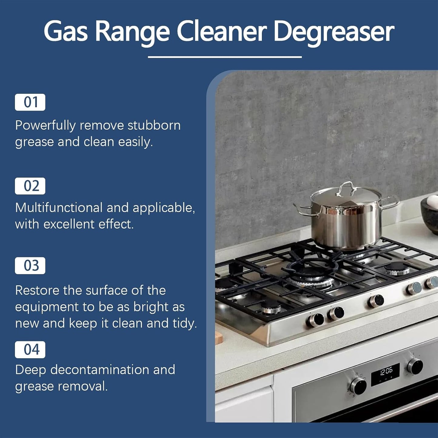 Range Hood & Stove Build Up Degreaser Cleaner, Duty Stove and Oven and Degreaser for Glass Tops, Oven Racks, BBQ Grills, Range Hoods and more