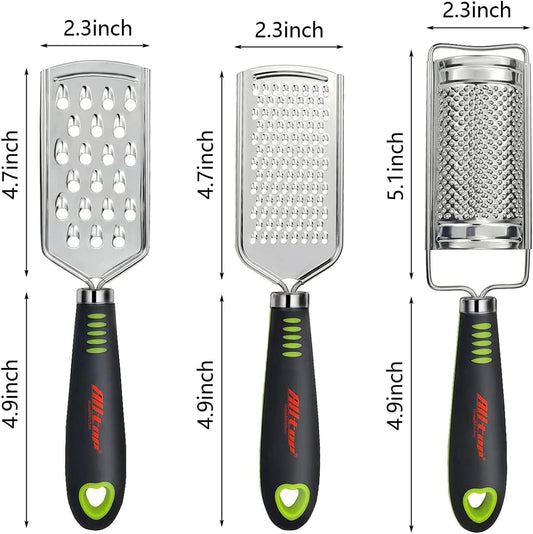 ALLTOP Food Graters, Stainless Steel, Set of 3