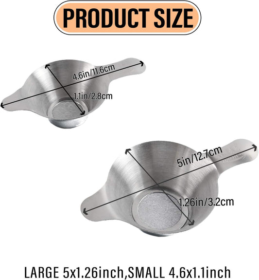 AUEAR, Different Size Stainless Steel Mini Strainer Fine Mesh Tea Funnel Coffee Filter with Double Handles