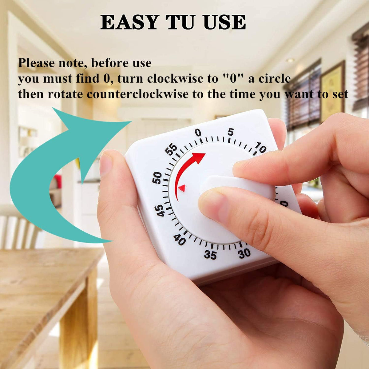 Weewooday 2 Pcs 60 Minute Timer for Kitchen Cooking, White