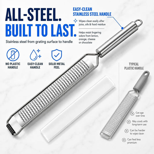Fine Lemon Zester and Parmesan Cheese Grater, 304 Stainless Steel Blade