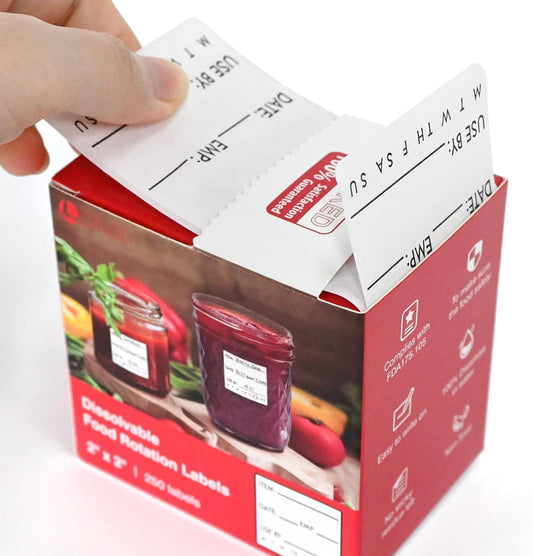 L LIKED 250 Dissolvable Labels 2"x 2" Use By Food Rotation Storage Label
