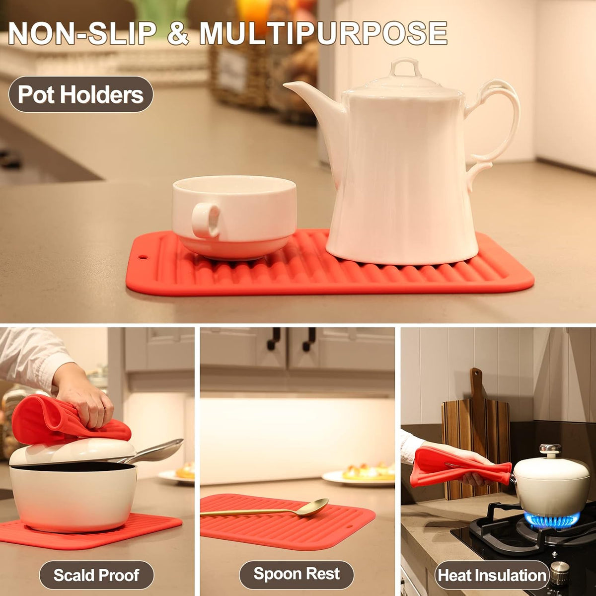 Joyhalo 4 Pack Trivets for Hot Dishes
