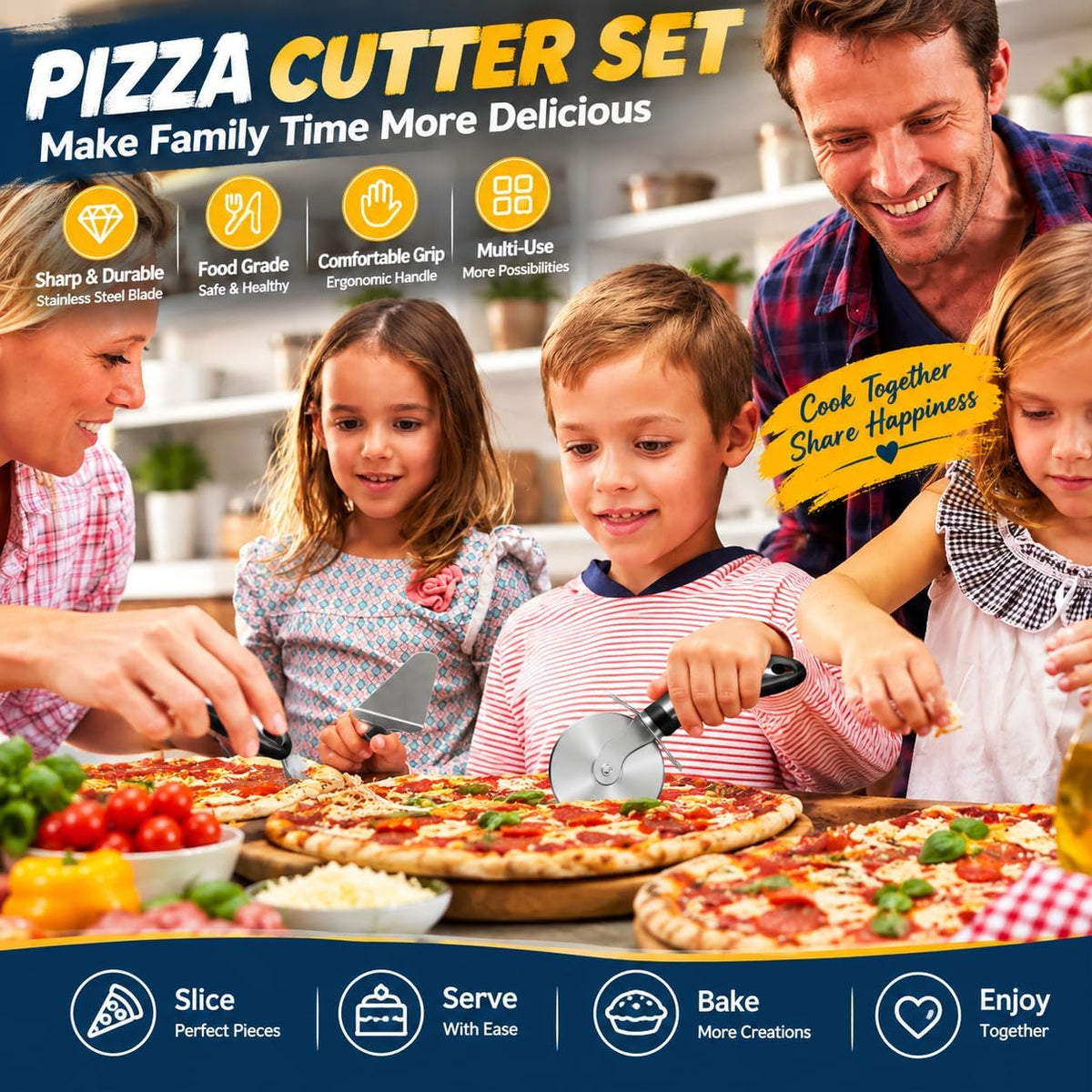 2PCS Pizza Wheel Cutter and Pie Server