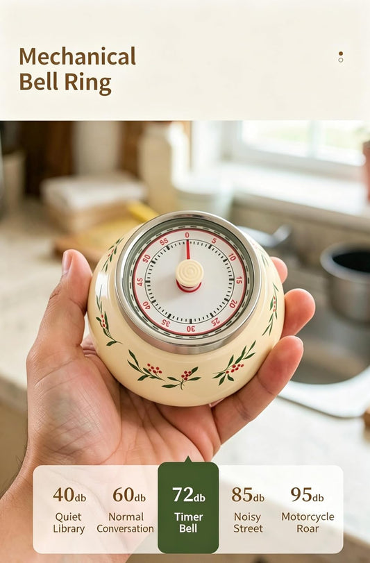 Kitchen Timer for Cooking, Chef 100% Mechanical Timer Clock with Loud Alarm, Magnetic Backing, No Batteries Required, Shower Timer,Countdown Reminder, Exquisite American Vintage Clock