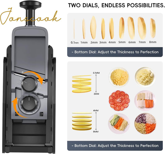 7-in-1 Safe Mandoline Slicer for Kitchen, Vegetable Slicer with Container