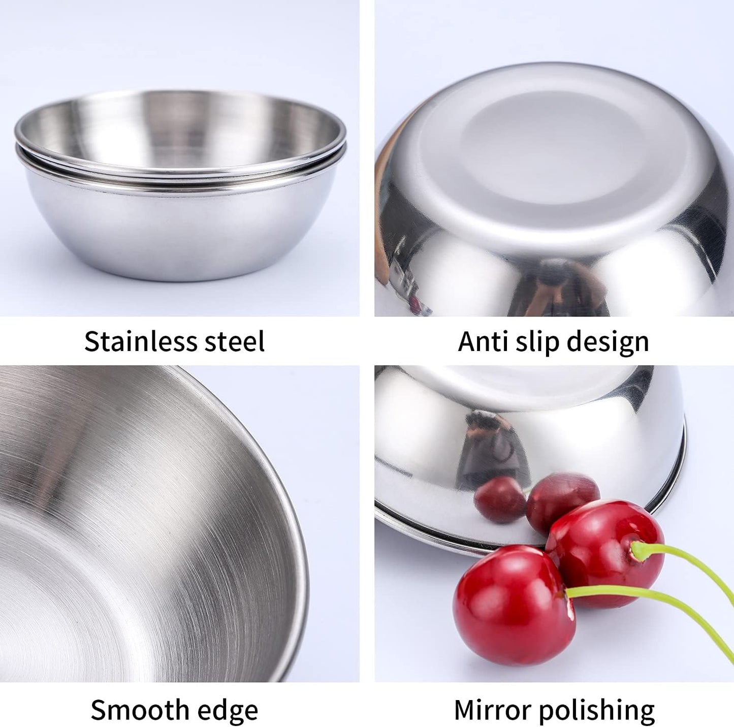 12pcs Sauce Dishes 3.2 Inch Stainless Steel Round Seasoning Dishes Bowls Condiment Cups Sushi Dipping Small Dish Bowl Saucers Mini Appetizer Plates Silver Color