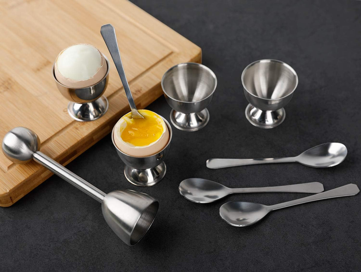 Egg Cracker Topper Cutter for Soft Hard Boiled Eggs Separator Holder Set
