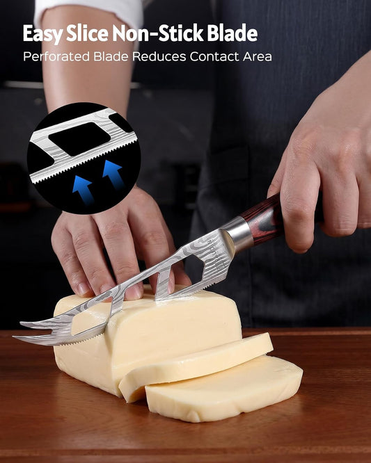 PAUDIN Cheese Knife, 5” Serrated Knife for Block Cheese,Sharp Tomato Knives