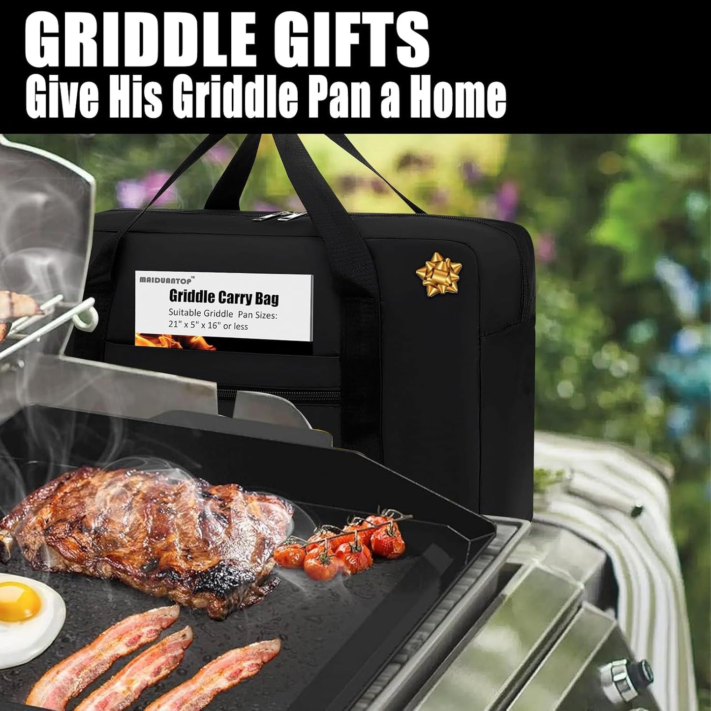 Griddle Carry Bag,Grill Accessory Storage,Large Griddle Accessories Storage Bag, Outdoor Carrying Frying Pan Handbag, Gift for men