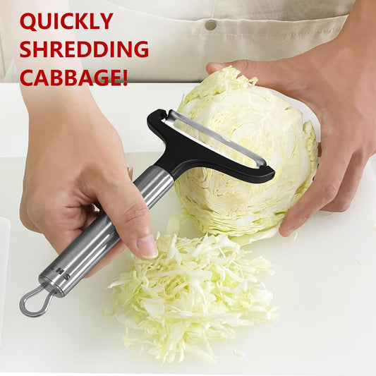 LHS Cabbage Peeler for Kitchen, Wide Mouth Vegetable Peeler, Stainless Steel Fruit Shredder Slicer with Non-Slip Handle and Sharp Blade