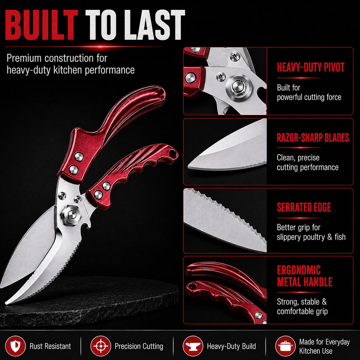 Heavy Duty Kitchen Shears, Poultry Shears and Cooking Scissors