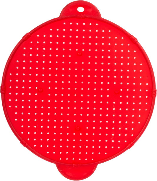 Luciano Housewares Multifunctional Frying Pan Silicone Splatter Screen, Red, Large
