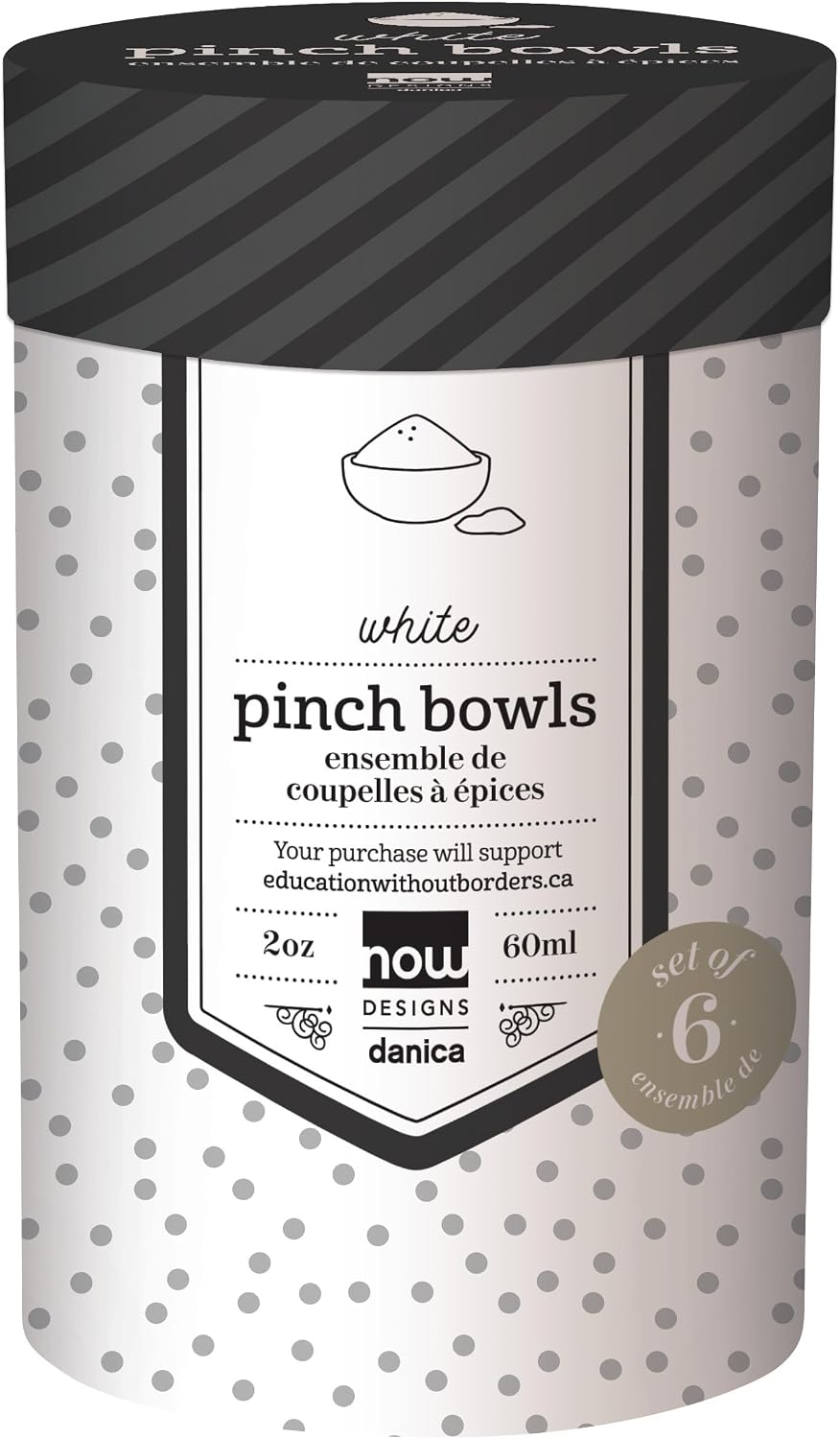 Now Designs Canyon Ceramic Pinch Bowl Set, Soy Sauce Dish, Set of 6, 2 oz