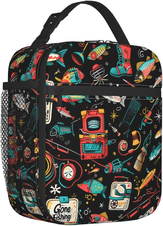 Reusable Sea Otter and Water Lily Lunch Box for Kids Girls Boys Women Adult, Insulated Cute Lunch Bag,Polyester Cooler Handbags Case for School Picnic Work Travel Outdoor Beach or Hiking