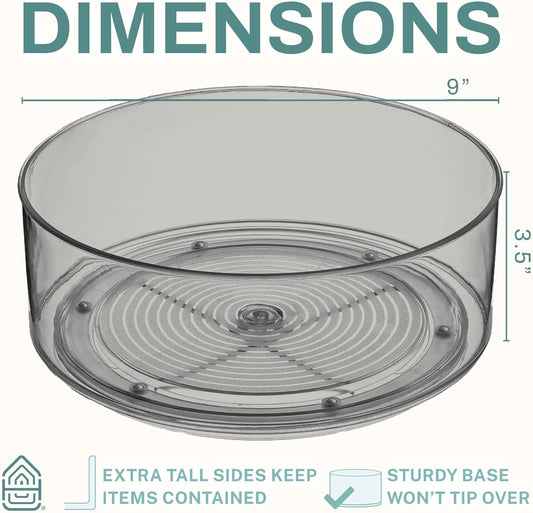 Home Intuition Round Plastic Lazy Susan Turntable Food Storage Container for Kitchen (5 Removable Bin, 2 Pack)