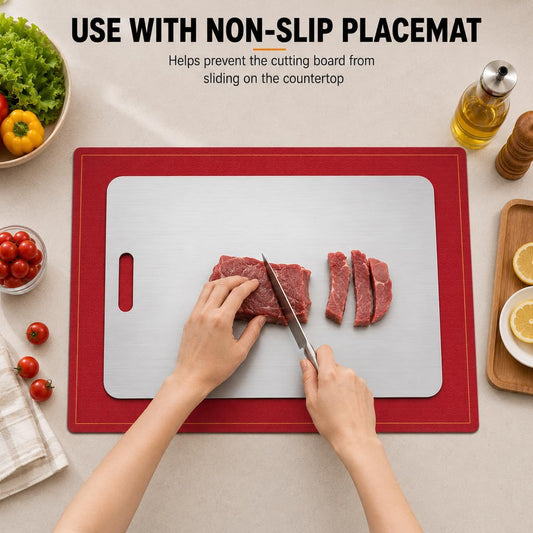 4 Pcs Stainless Steel Cutting Board, Metal Cutting Boards for Kitchen, Dishwasher Safe Chopping Board with Extra Anti-Slip Placemat (17.9"×11.8", 15.3"×11", 13.4"×9", 11.4"×7.8")